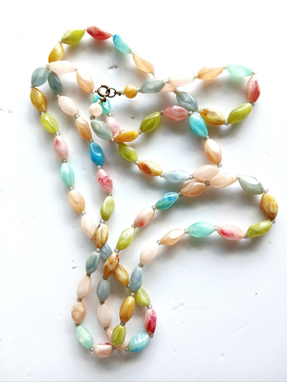Vintage Multicolor Pastel Bead Necklace - Women Jewelry